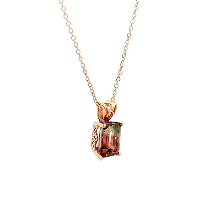 1.74 Emerald Cut Watermelon Tourmaline in 14k