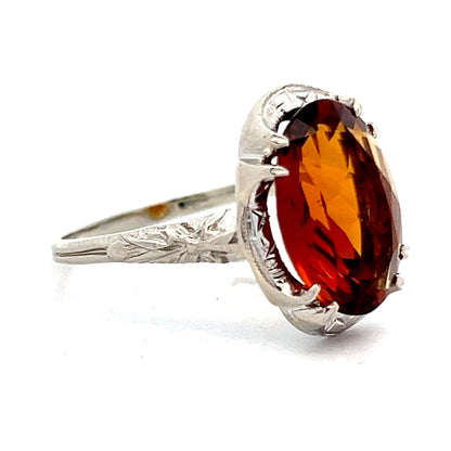 3.39 Vintage Deco Oval Citrine in 14k White Gold