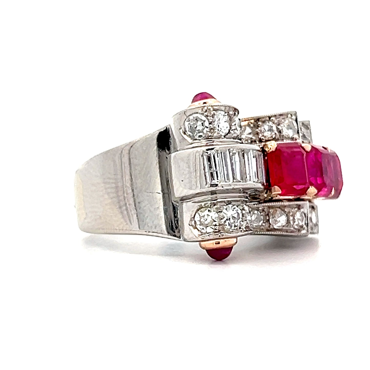 1.50 Ruby & Diamond Cocktail Ring in Platinum