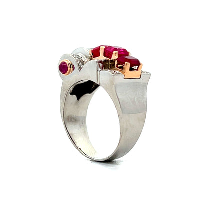 1.50 Ruby & Diamond Cocktail Ring in Platinum