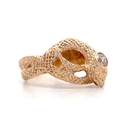 .30 Vintage Old Mine Cut Diamond Snake Ring in 14k