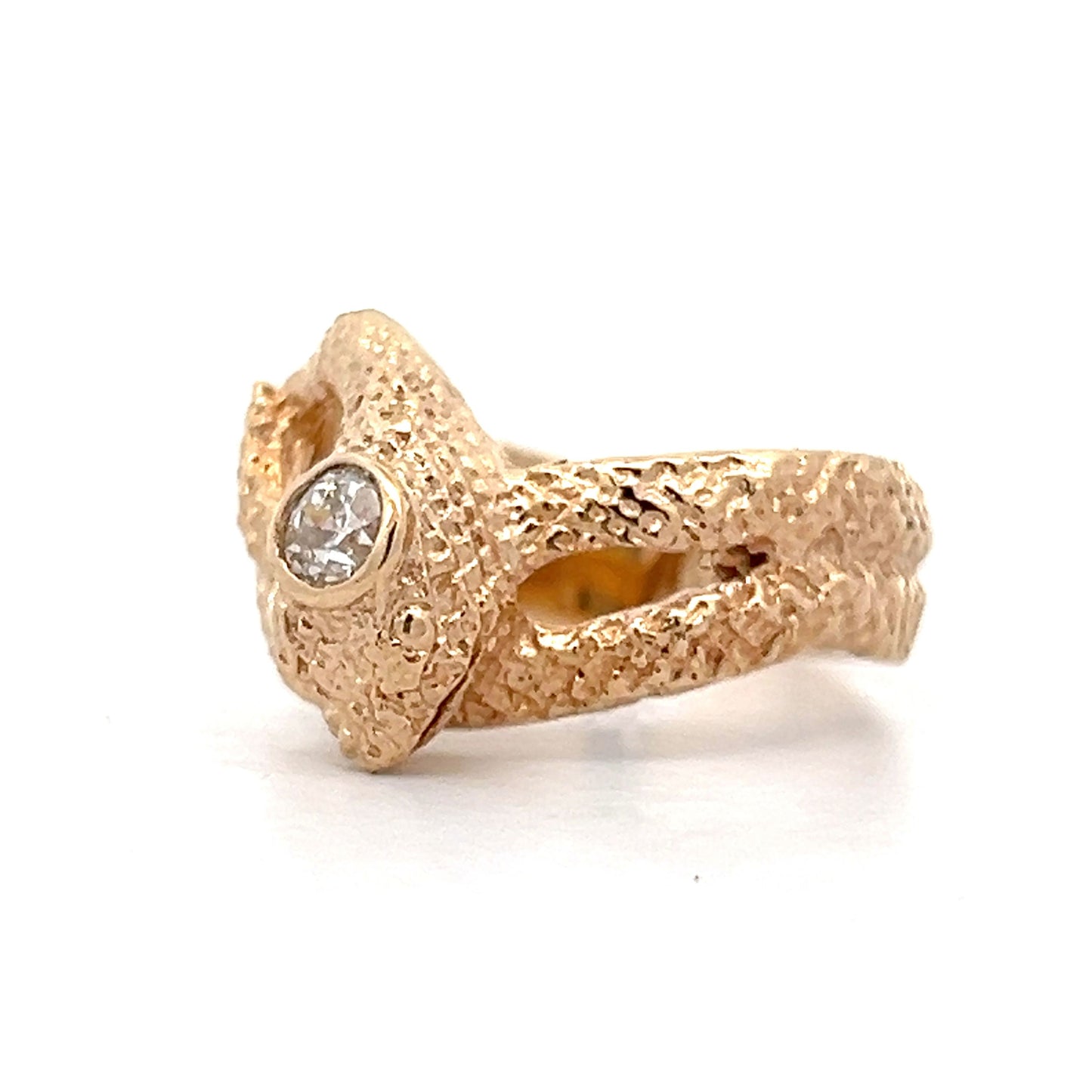 .30 Vintage Old Mine Cut Diamond Snake Ring in 14k