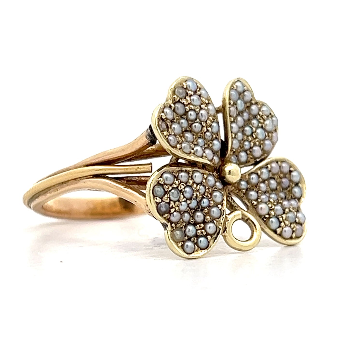 Vintage Victorian Four Leaf Clover Ring in 14k