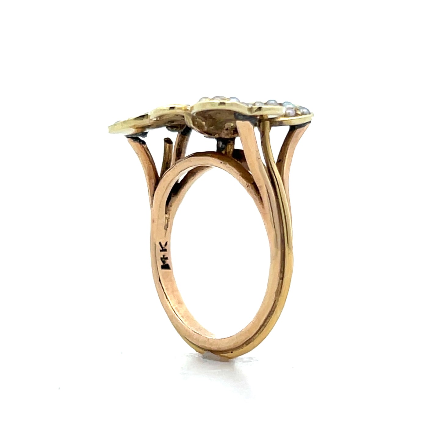 Vintage Victorian Four Leaf Clover Ring in 14k