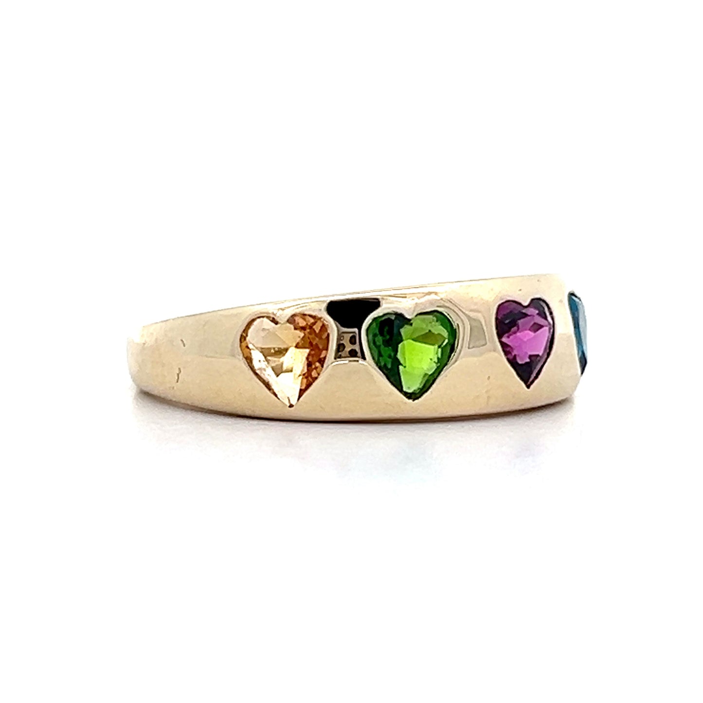 1.40 Heart Shaped Multi-Gemstone Ring in 14k