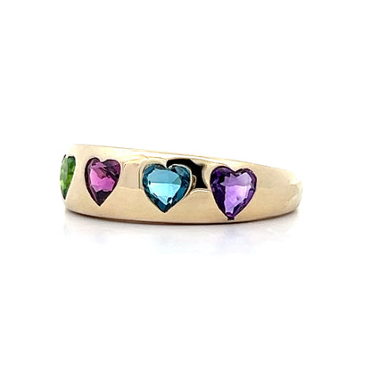 1.40 Heart Shaped Multi-Gemstone Ring in 14k