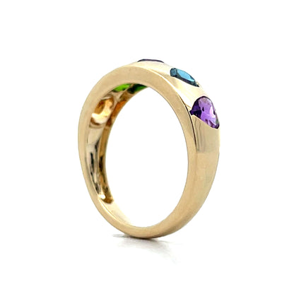 1.40 Heart Shaped Multi-Gemstone Ring in 14k