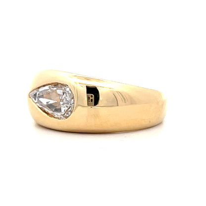 .98 Pear Shaped Rose Cut Diamond Ring in 18k