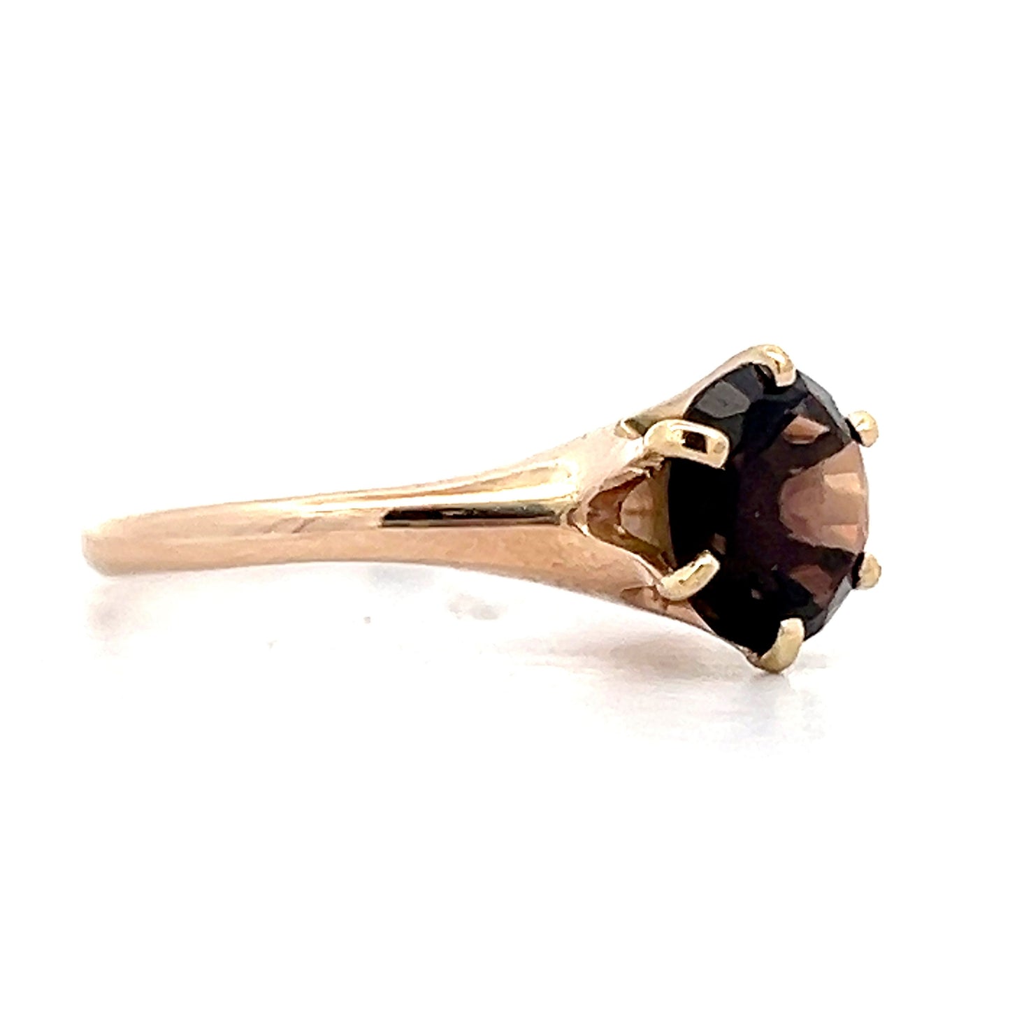 2.10 Vintage Smoky Topaz Solitaire in 14k Rose Gold