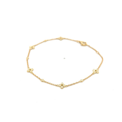 .16 Diamond Cluster Station Bracelet in 14k Yellow Gold