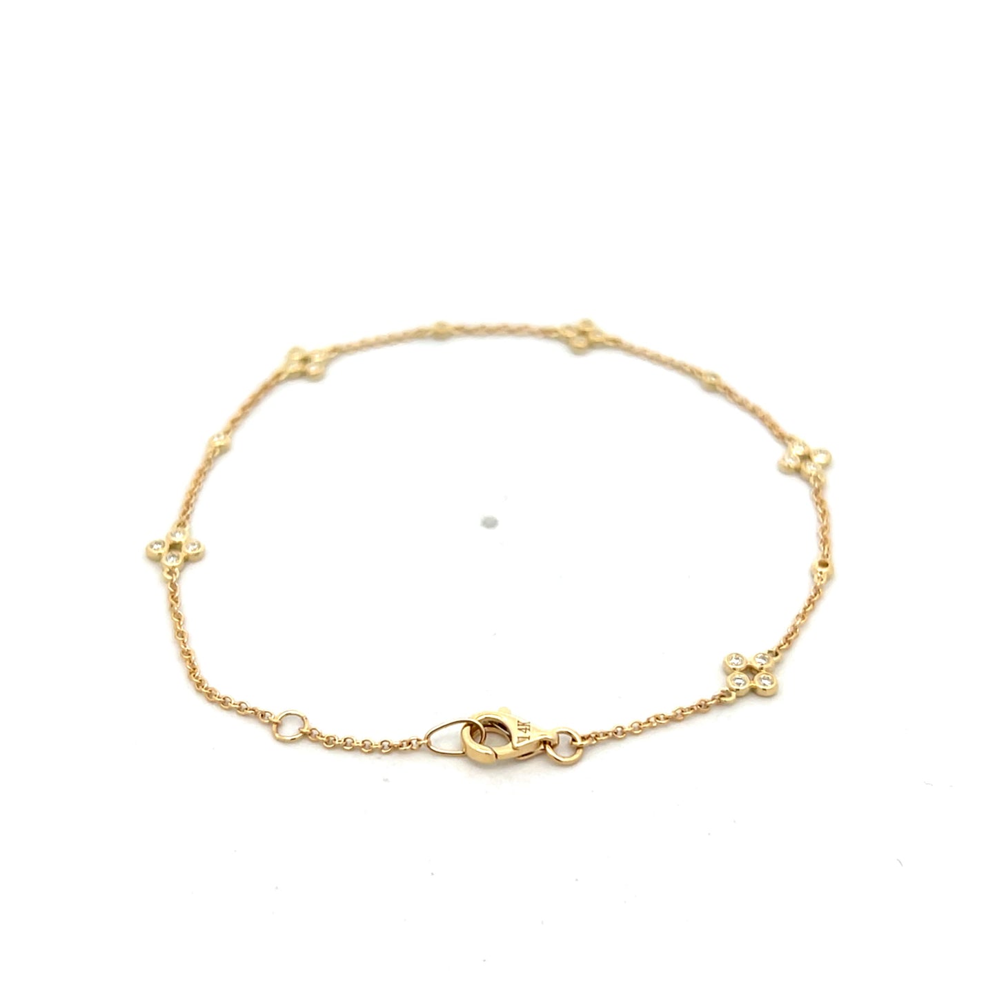 .16 Diamond Cluster Station Bracelet in 14k Yellow Gold