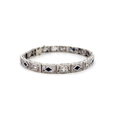 .56 Art Deco Diamond & Sapphire Bracelet in 14k