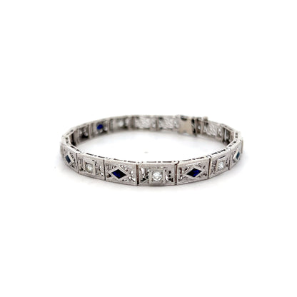 .56 Art Deco Diamond & Sapphire Bracelet in 14k