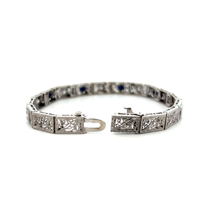 .56 Art Deco Diamond & Sapphire Bracelet in 14k