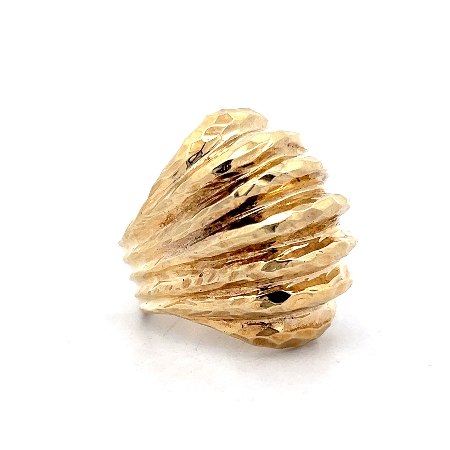 Hammered & Textured Dome Cocktail Ring in 14k Yellow Gold