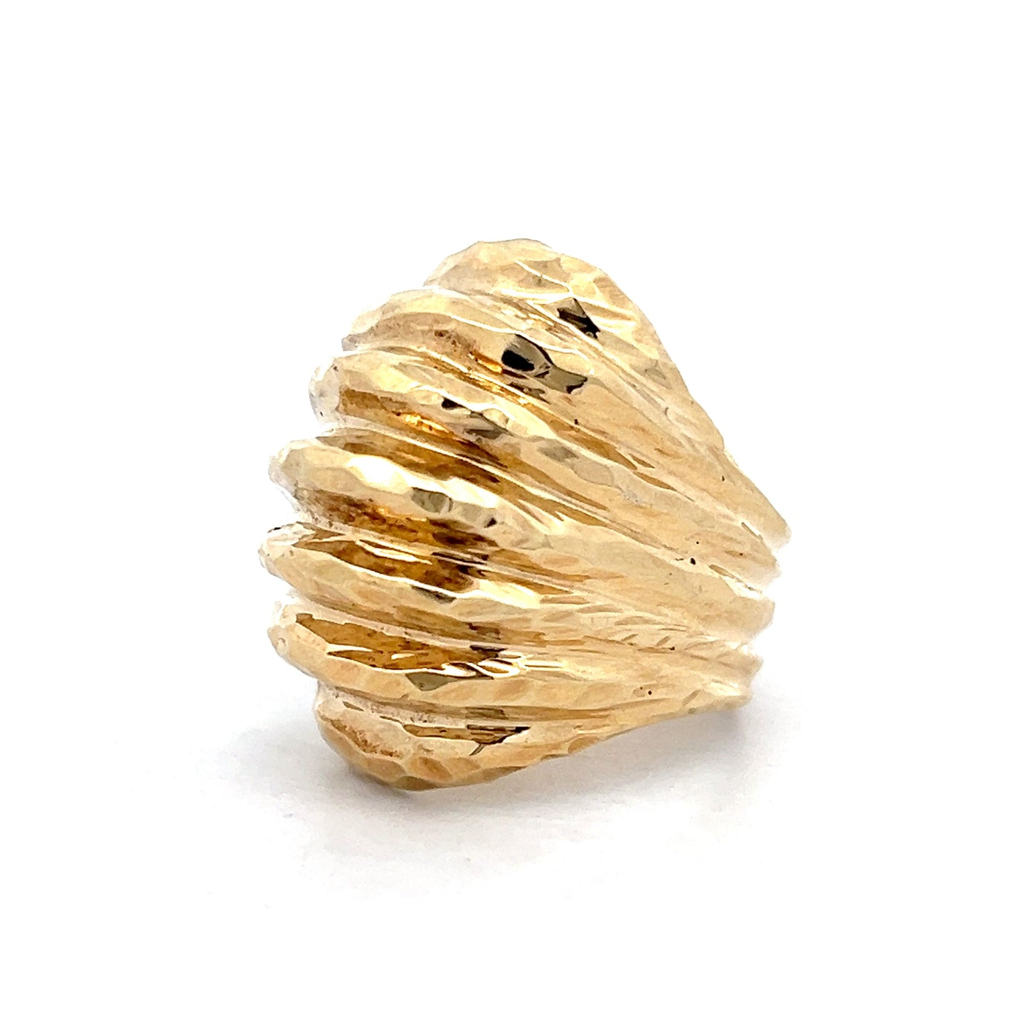 Hammered & Textured Dome Cocktail Ring in 14k Yellow Gold