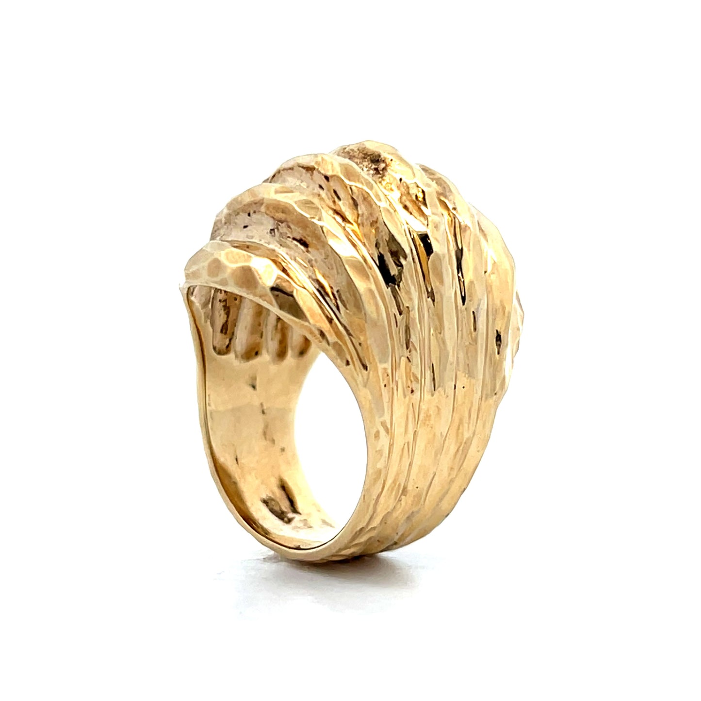 Hammered & Textured Dome Cocktail Ring in 14k Yellow Gold