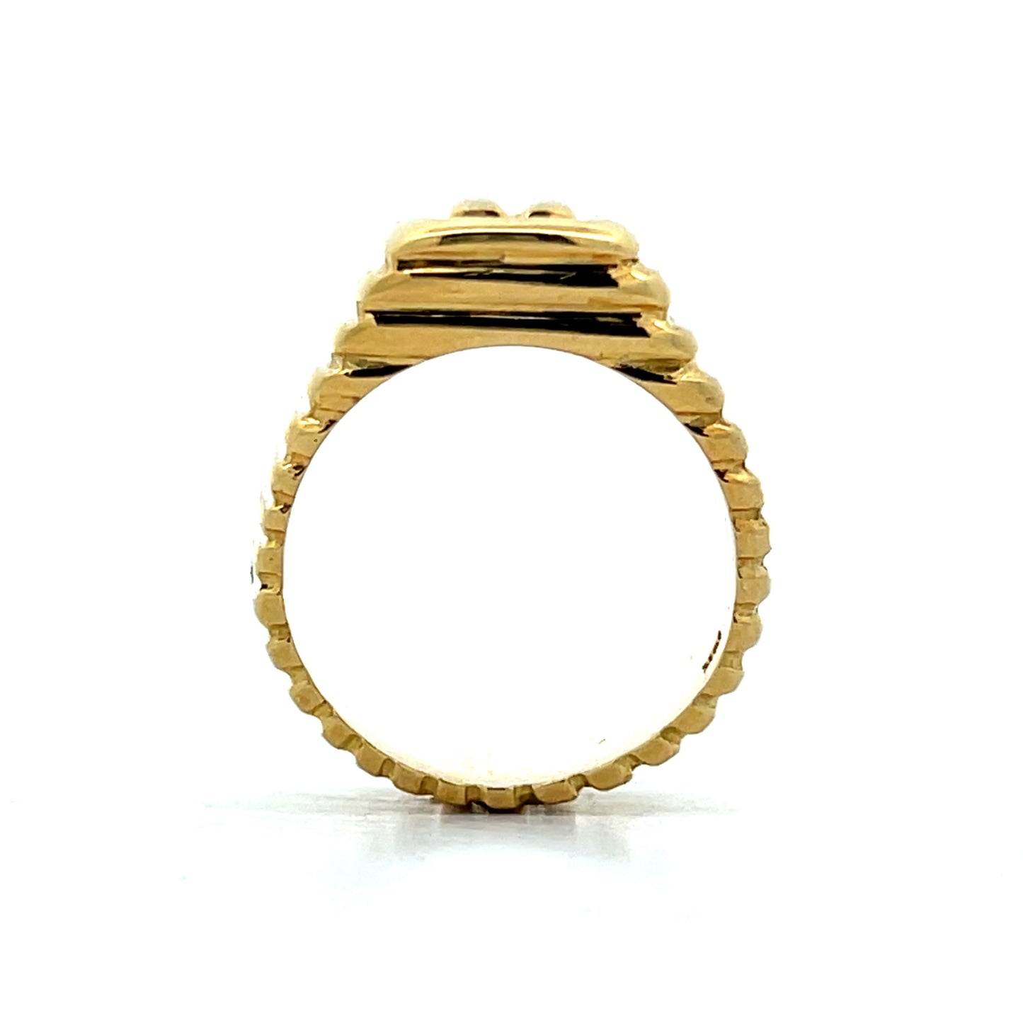 Rectangular Ridged Statement Ring in 18k Yellow Gold