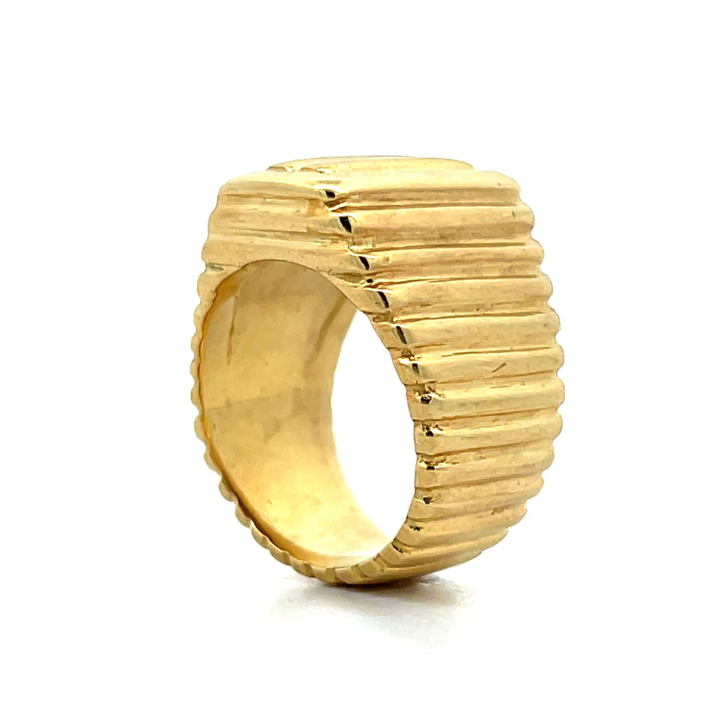 Rectangular Ridged Statement Ring in 18k Yellow Gold