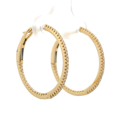 .27 Thin Diamond Hoop Earrings in 14k Yellow Gold