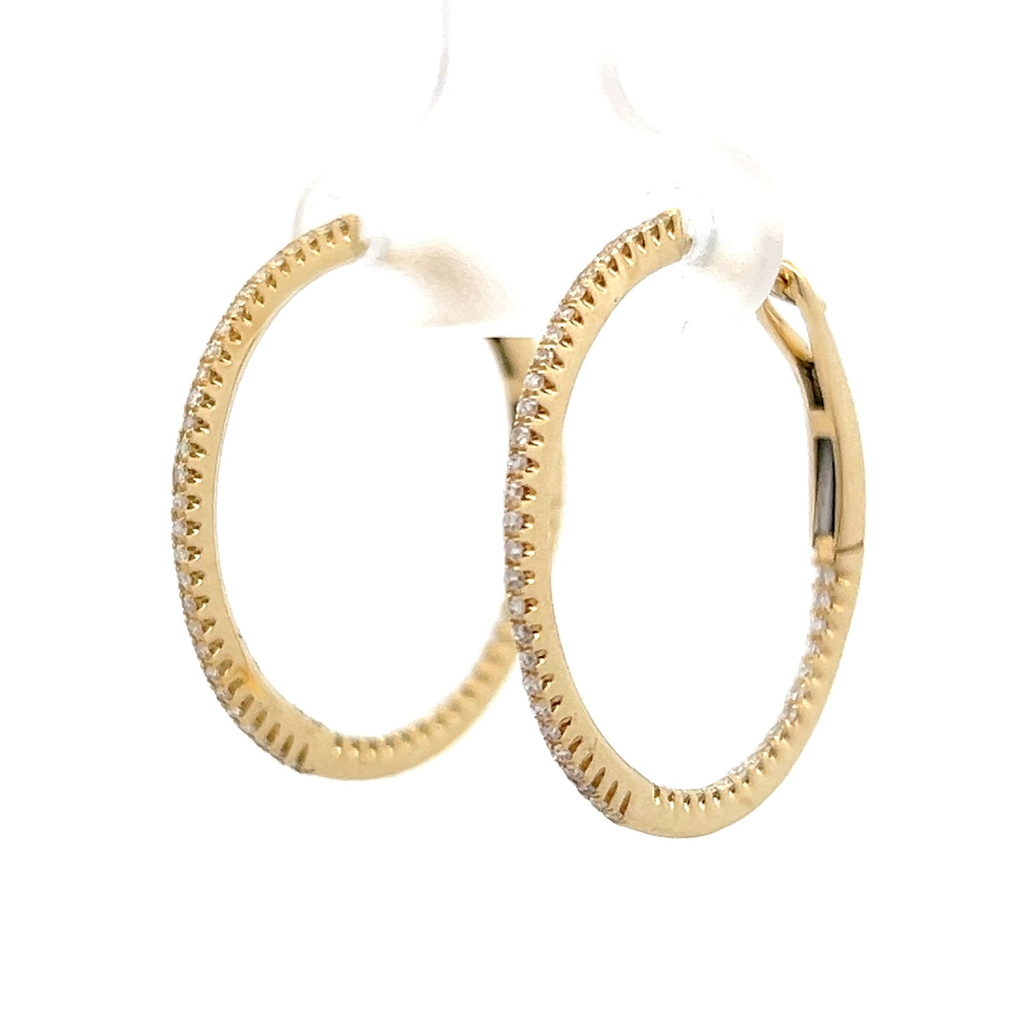 .27 Thin Diamond Hoop Earrings in 14k Yellow Gold