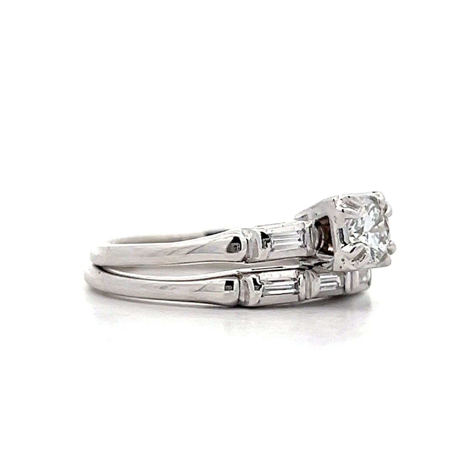 .35 Antique Deco Diamond Bridal Set in 14k White Gold