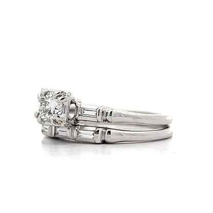 .35 Antique Deco Diamond Bridal Set in 14k White Gold