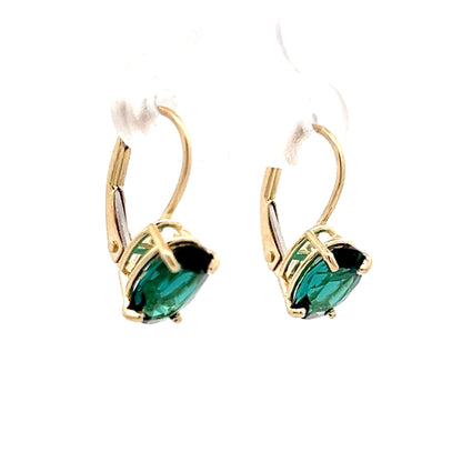 2.38 Indicolite Tourmaline Drop Earrings in 14k