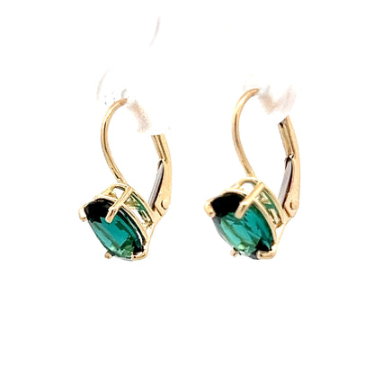 2.38 Indicolite Tourmaline Drop Earrings in 14k