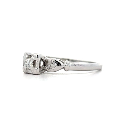 .06 Retro Diamond Engagement Ring in 14k White Gold