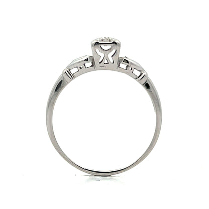 .06 Retro Diamond Engagement Ring in 14k White Gold