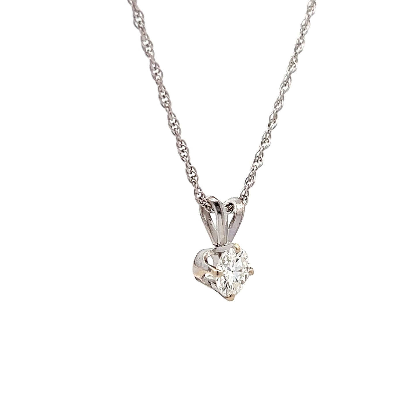 .57 Solitaire Diamond Pendant Necklace in 14k White Gold