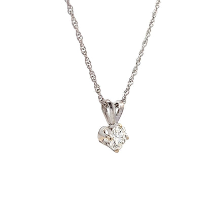 .57 Solitaire Diamond Pendant Necklace in 14k White Gold