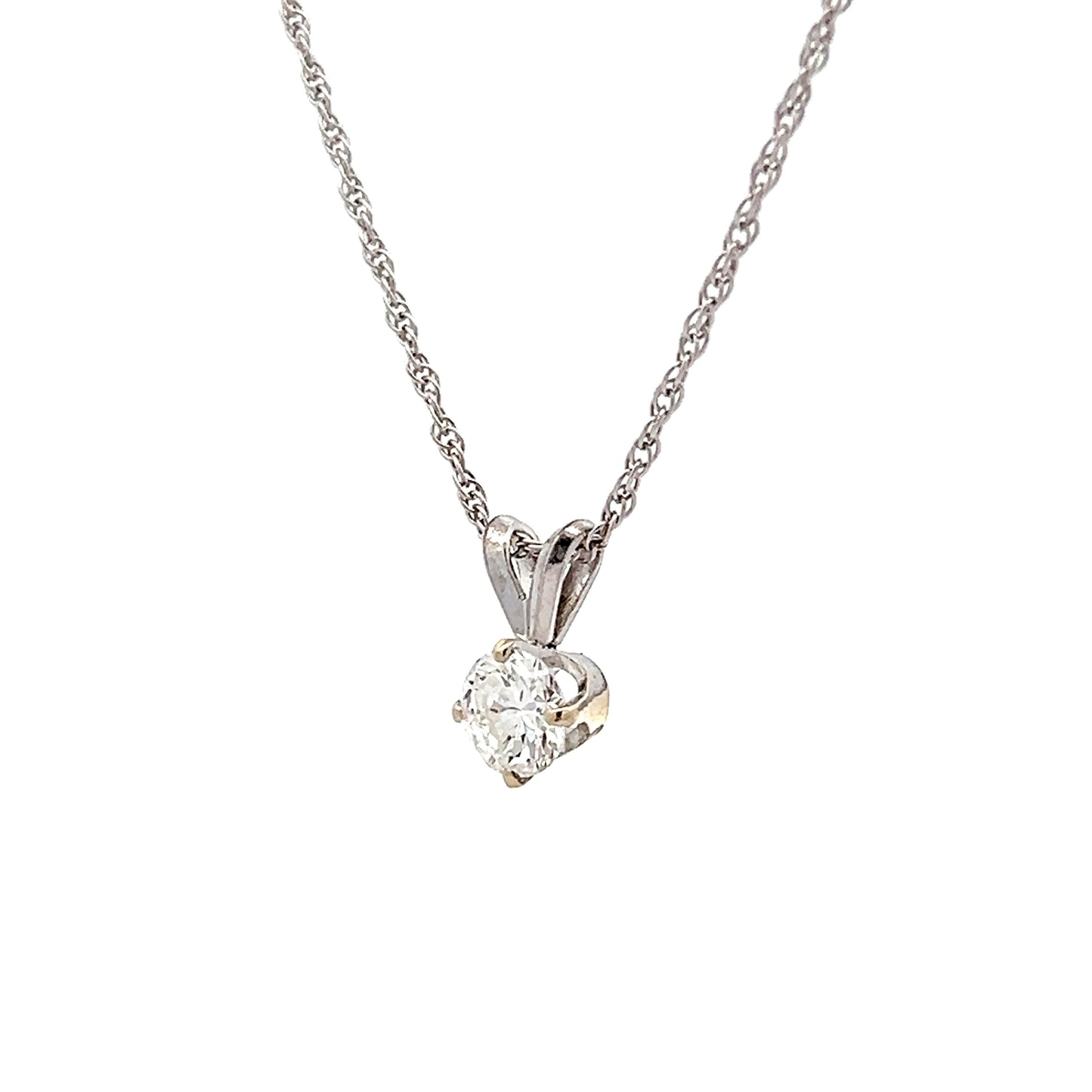 .57 Solitaire Diamond Pendant Necklace in 14k White Gold