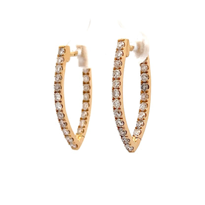 1.50 V Shaped Inside-Out Diamond Hoop Earrings in 14k