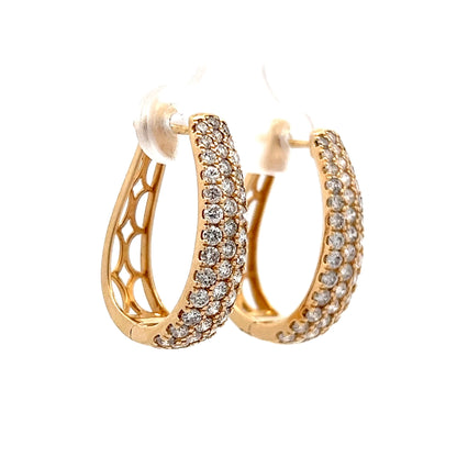 2.00 Wide Chunky Diamond Hoop Earrings in 14k