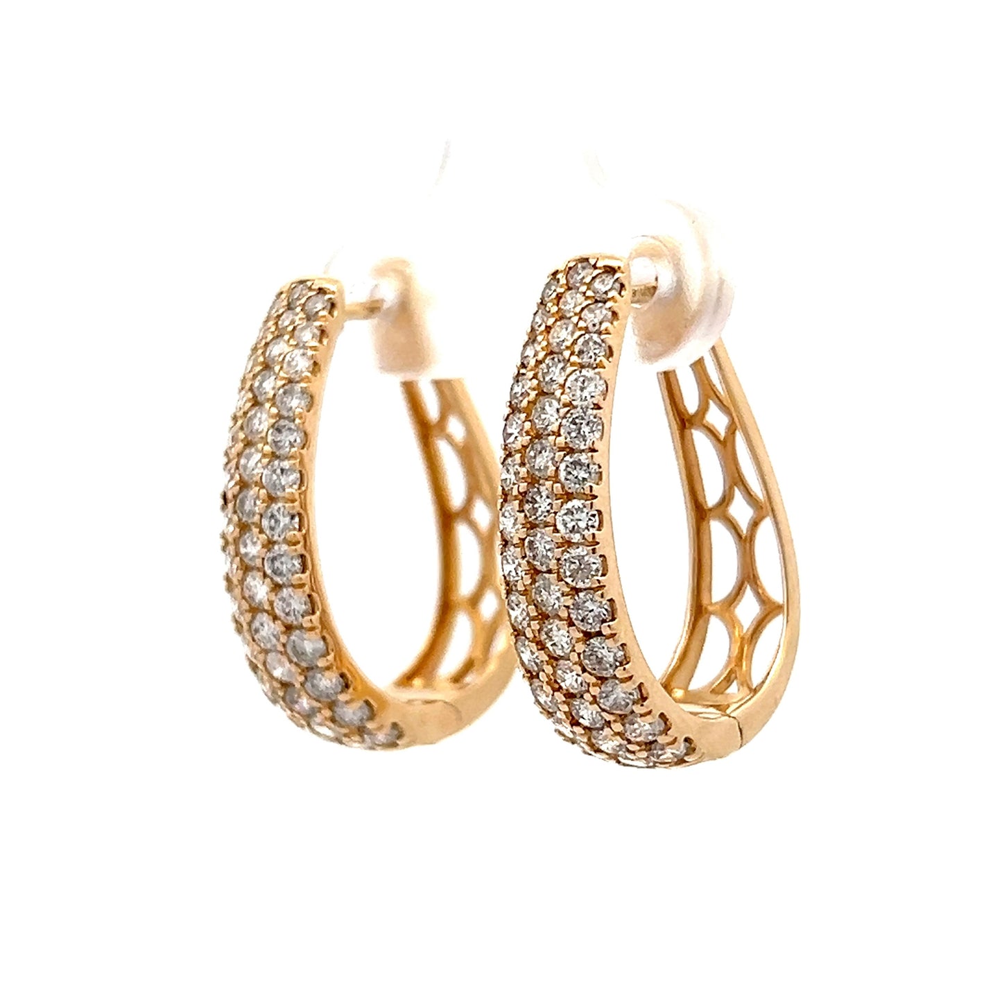 2.00 Wide Chunky Diamond Hoop Earrings in 14k