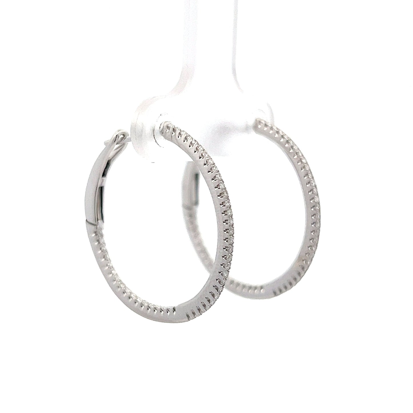 .27 Thin Diamond Hoop Earrings in 14k White Gold