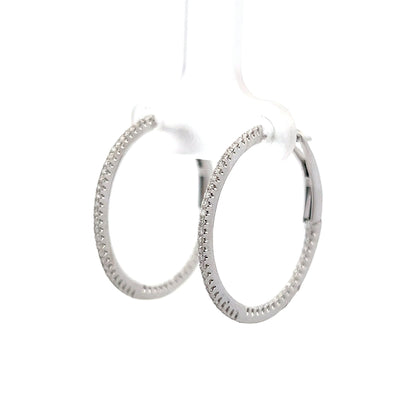 .27 Thin Diamond Hoop Earrings in 14k White Gold