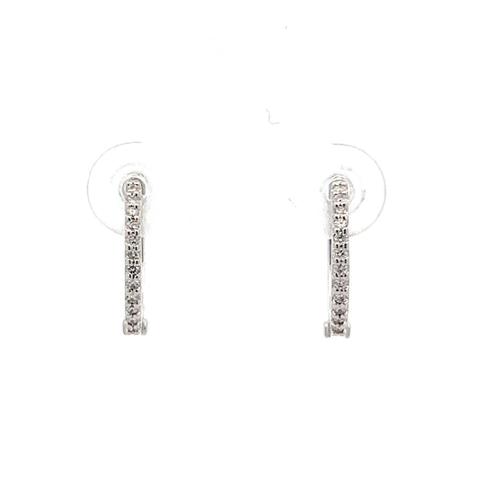 Dainty Hoop Earrings w/ Diamonds in 14k White Gold