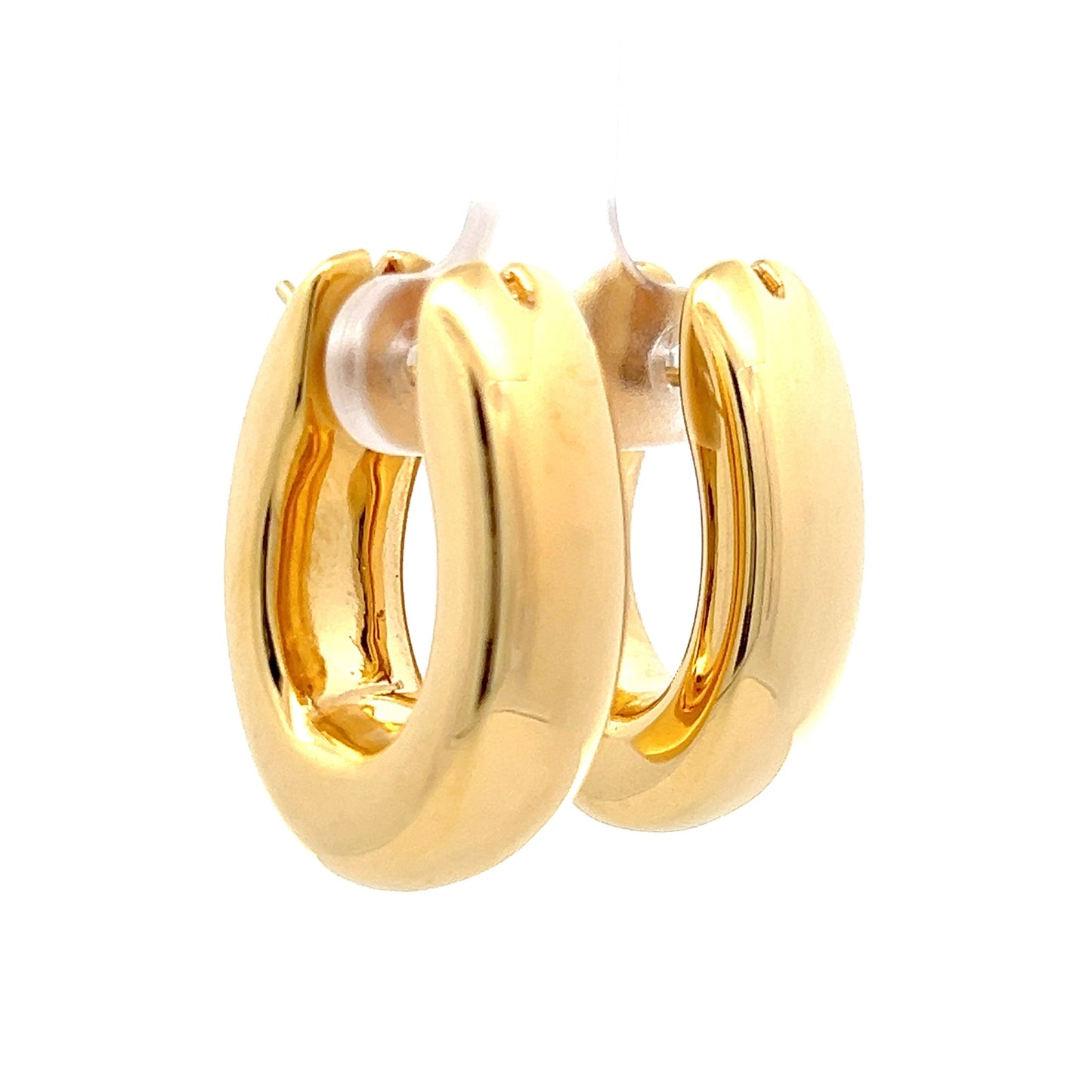 Chunky Oblong Hoop Earrings in 18k Yellow Gold