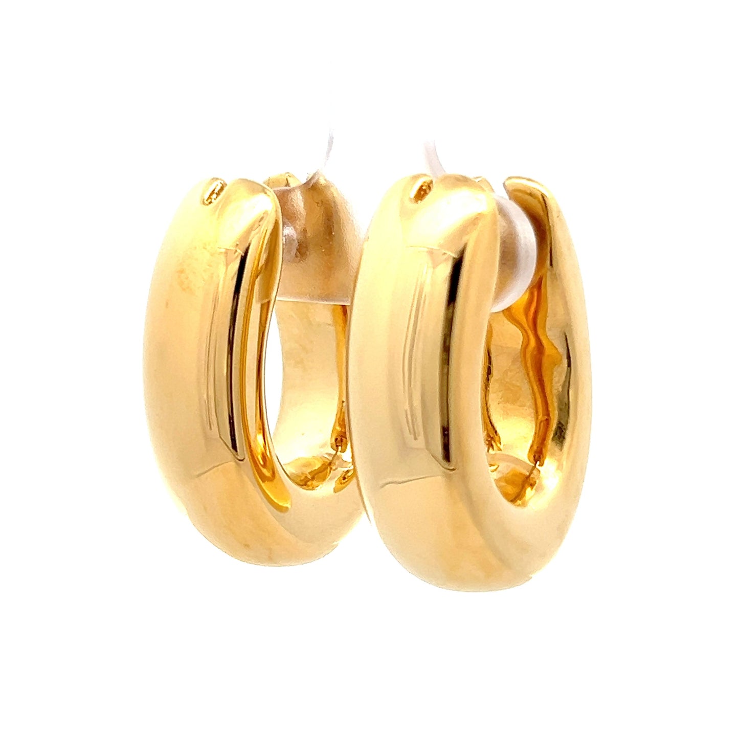 Chunky Oblong Hoop Earrings in 18k Yellow Gold