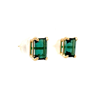 3.40 Indicolite Tourmaline Stud Earrings in 14k