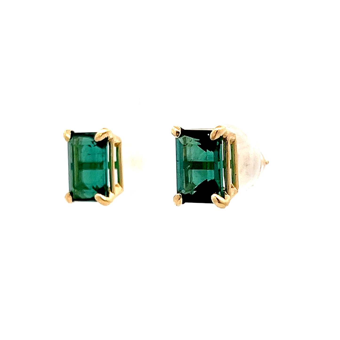 3.40 Indicolite Tourmaline Stud Earrings in 14k