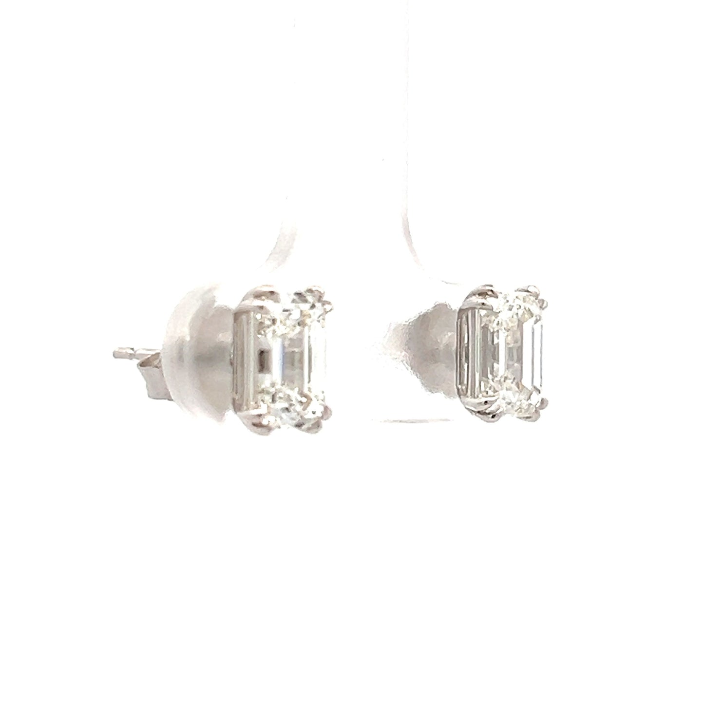 2.42 Emerald Cut Diamond Stud Earrings in 18k