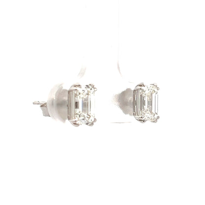 2.42 Emerald Cut Diamond Stud Earrings in 18k