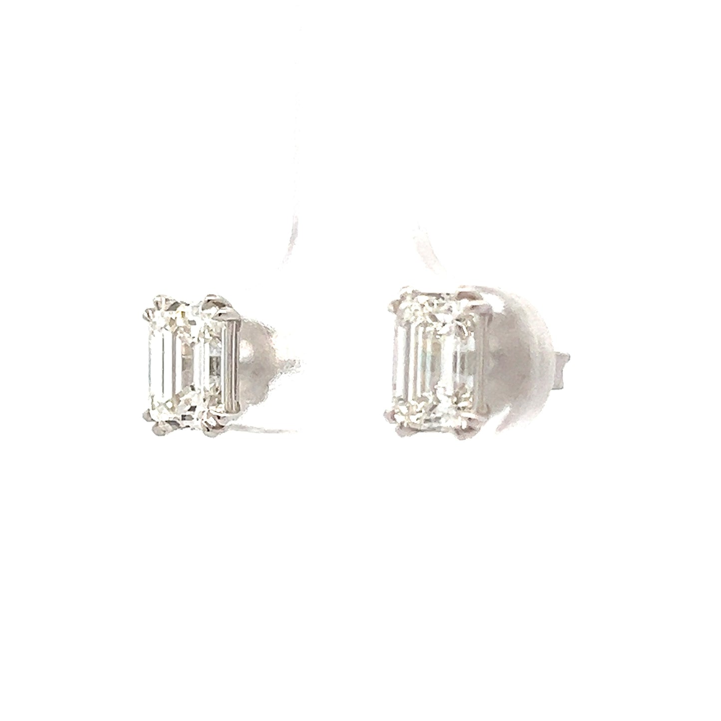 2.42 Emerald Cut Diamond Stud Earrings in 18k