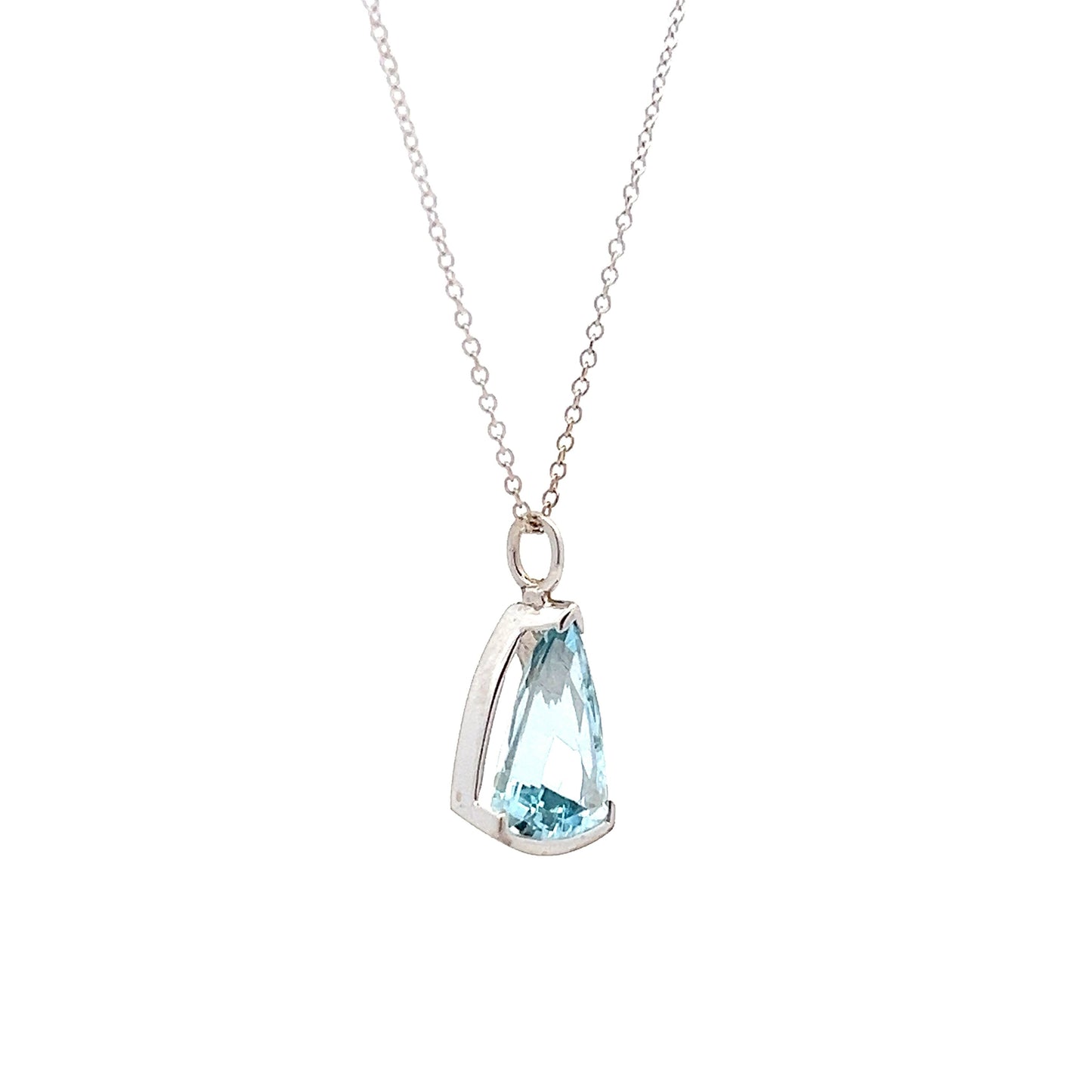 2.48 Trilliant Cut Aquamarine Pendant in 14k