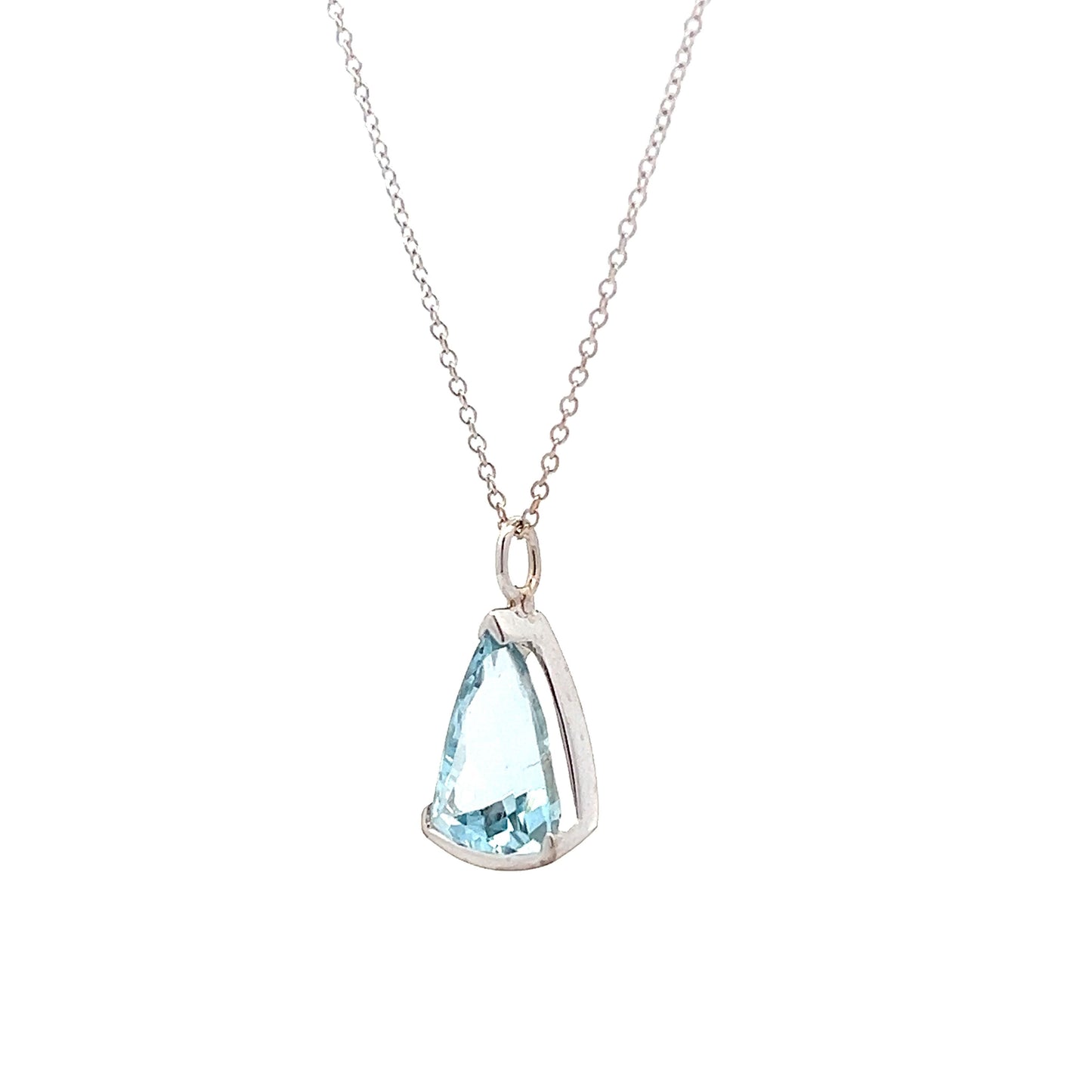 2.48 Trilliant Cut Aquamarine Pendant in 14k