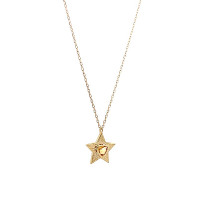 .09 Citrine Star Pendant Necklace in 14k Yellow Gold